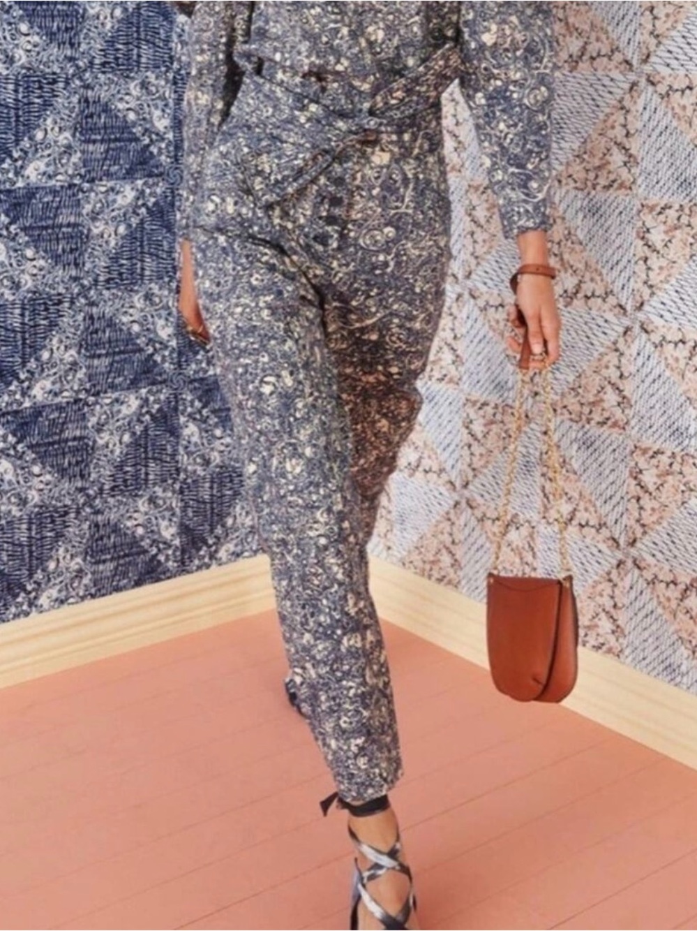 ULLA JOHNSON Blue Patterned Women's denim stretch pants Size 4